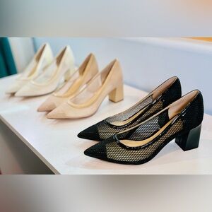 Lot of Three Pairs Marc Fisher Zesty Mesh Black, White and Cream Women's Pumps